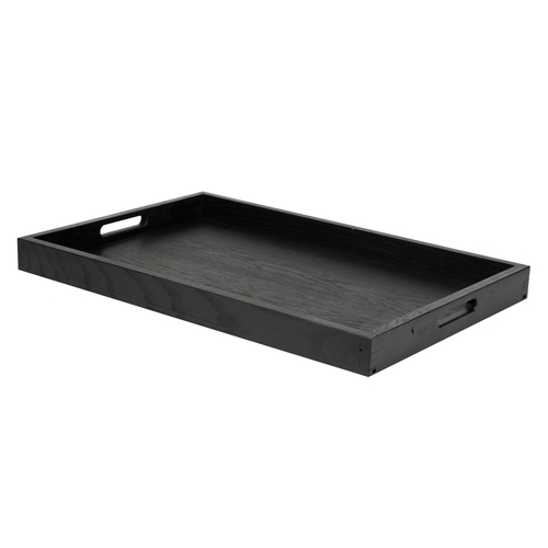 Mikasa Hospitality BQ700B Select Concept Black Oak 23.6"x 15.7"Serving Tray w/ Handles