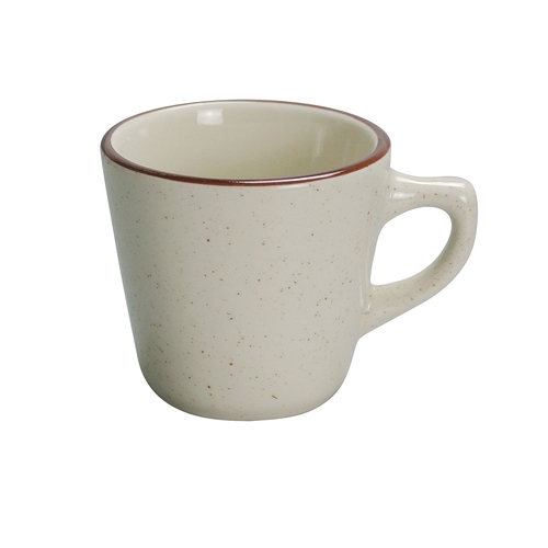 Yanco China BR-1 Brown Speckled American White Ceramic 7 oz. Cup - 3 Doz