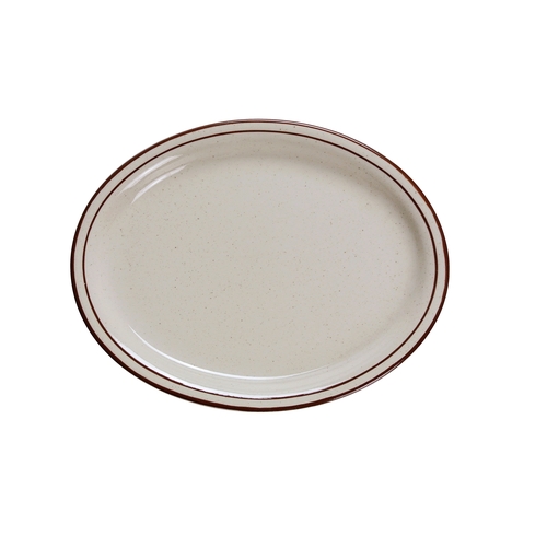 Yanco China BR-13 Brown Speckled American White Ceramic 11.5" x 9.5" Platter
