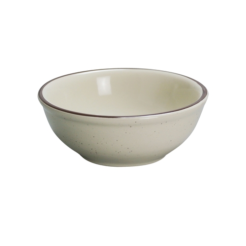 Yanco China BR-15 Brown Speckled American White Ceramic 12.5 oz. Nappie Bowl
