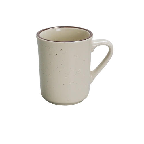 Yanco China BR-17 Brown Speckled American White Ceramic 7 oz. Ventura Mug