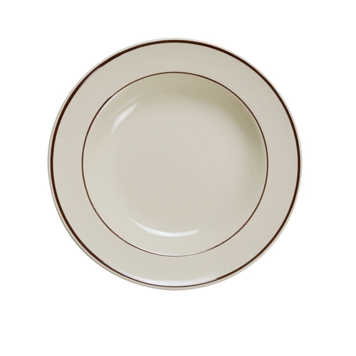 Yanco China BR-3 Brown Speckled American White Ceramic 10 oz. Soup Bowl