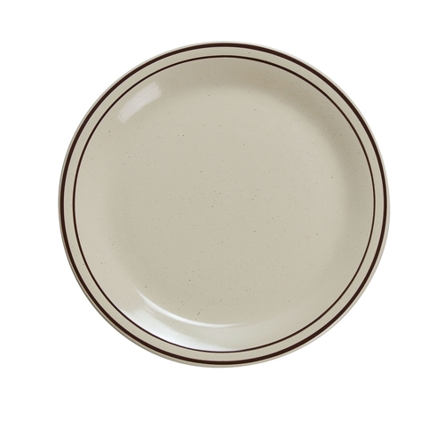 Yanco China BR-5 Brown Speckled American White Ceramic 5.5" dia. Plate- 3 Doz