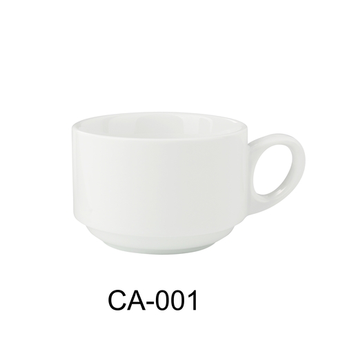 Yanco China CA-001 Cambria White Porcelain w/ Aluminum 7 oz. Coffee Cup - 3 Doz