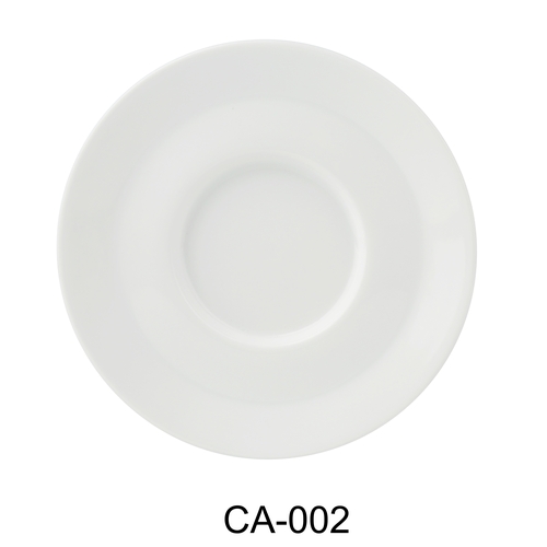 Yanco China CA-002 Cambria White Porcelain w/ Aluminum 6" dia. Saucer - 3 Doz