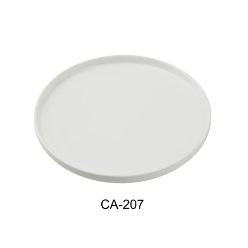Yanco China CA-207 Cambria White Porcelain w/ Aluminum 7.25" dia. Dinner Plate