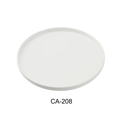 Yanco China CA-208 Cambria White Porcelain w/ Aluminum 8" dia. Dinner Plate