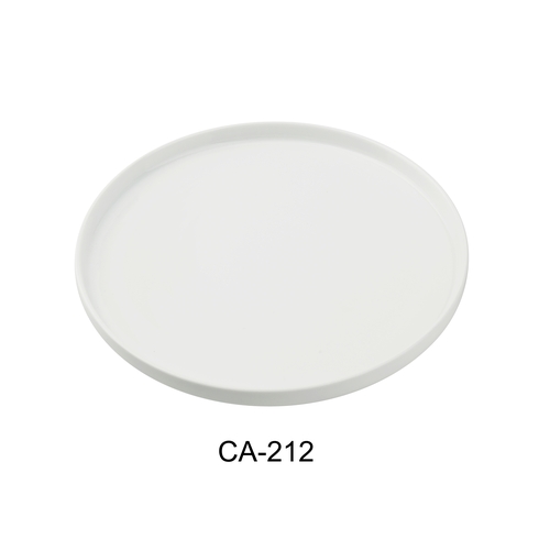 Yanco China CA-212 Cambria White Porcelain w/ Aluminum 12" dia. Dinner Plate
