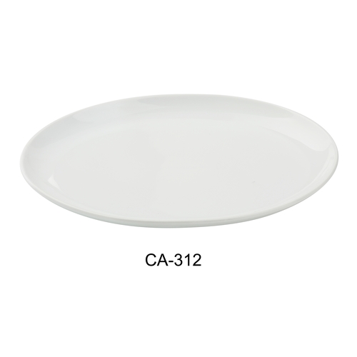 Yanco China CA-312 Cambria White Porcelain w/ Aluminum 12" x 8.25" Platter