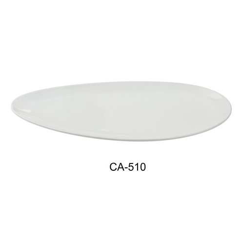 Yanco China CA-510 Cambria White Porcelain w/ Aluminum 10.25" x 5" Leaf Plate