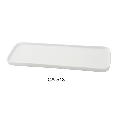 Yanco China CA-513 Cambria White Porcelain w/ Aluminum 13.75" x 5" Plate- 2 Doz