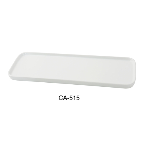 Yanco China CA-515 Cambria White Porcelain w/ Aluminum 15.8" x 5.5" Plate-1 Doz
