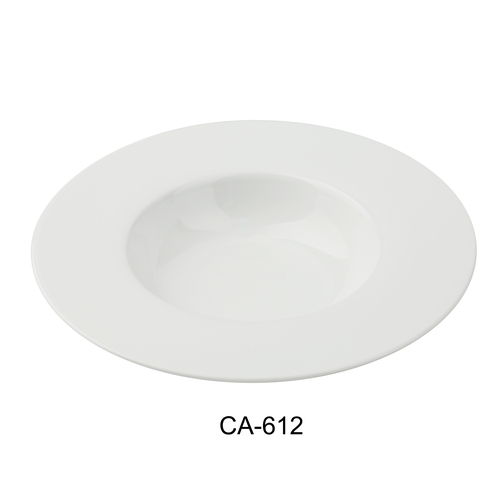 Yanco China CA-612 Cambria White Porcelain w/ Aluminum 12.5" dia. Pasta Plate