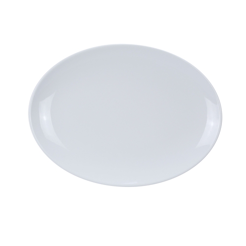 Yanco China CO-208 Extra Heavy Duty White Melamine 8" x 5.5" Coupe Platter
