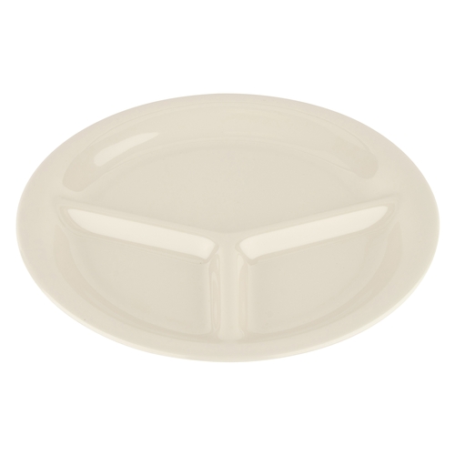 GET CP-10-DI Diamond Ivory Melamine 10.25" dia. 3-Compartment Plate-1 Doz