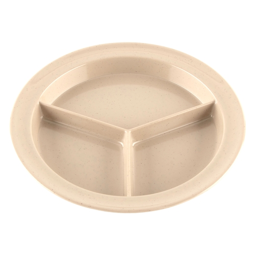 GET CP-530-S Supermel Sandstone Melamine 9" dia. 3-Compartment Plate