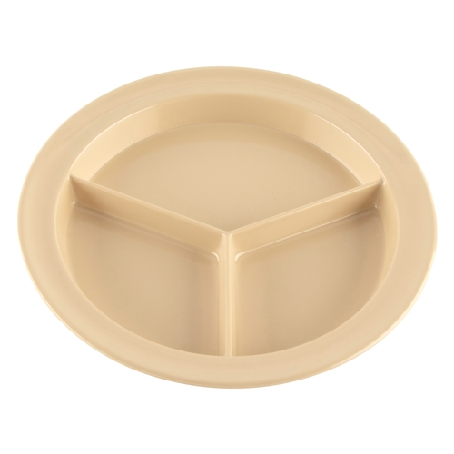GET CP-530-T Supermel Tan Melamine 9" dia. 3-Compartment Plate - 1 Doz