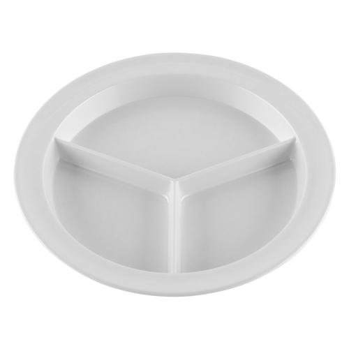 GET CP-530-W Supermel White Melamine 9" dia. 3-Compartment Plate - 1 Doz