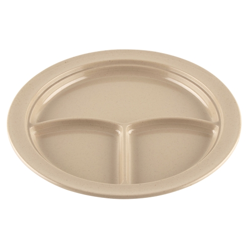 GET CP-531-S Supermel Sandstone Melamine 10" dia. 3-Compartment Plate