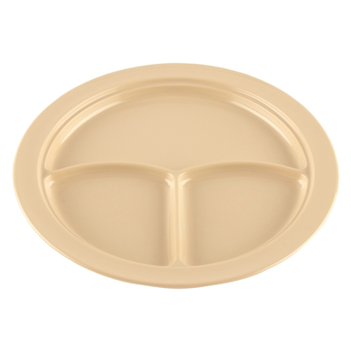 GET CP-531-T Supermel Tan Melamine 10" dia. 3-Compartment Plate - 1 Doz