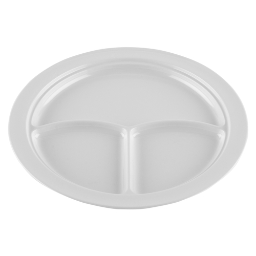 GET CP-531-W Supermel White Melamine 10" dia. 3-Compartment Plate - 1 Doz