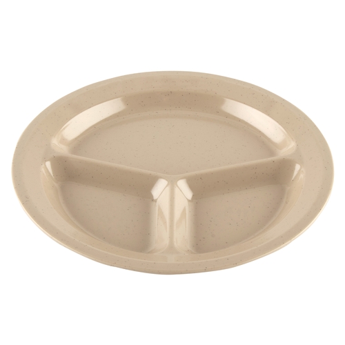 GET CP-532-S Supermel Sandstone Melamine 11" dia. 3-Compartment Plate