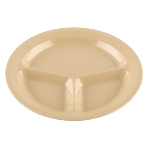 GET CP-532-T Supermel Tan Melamine 11" dia. 3-Compartment Plate - 1 Doz