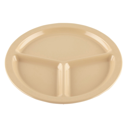 GET CP-533-T Supermel Tan Melamine 10" dia. 3-Compartment Plate - 1 Doz