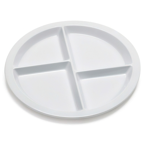GET CP-534-W SuperMel White Melamine 10" dia. 4-Compartment Plate - 1 Doz