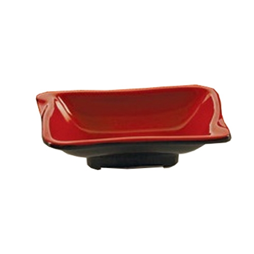 Yanco China CR-0002 Two-Tone Black/Red Melamine 3 oz. Rectangular Sauce Dish