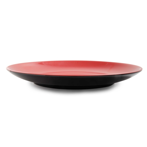 Yanco China CR-1307 Two-Tone Black/Red Melamine 7" dia. Coupe Plate - 4 Doz