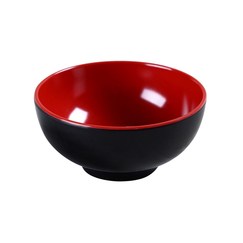 Yanco China CR-131 Two-Tone Black/Red Melamine 8 oz. Rice Bowl - 4 Doz