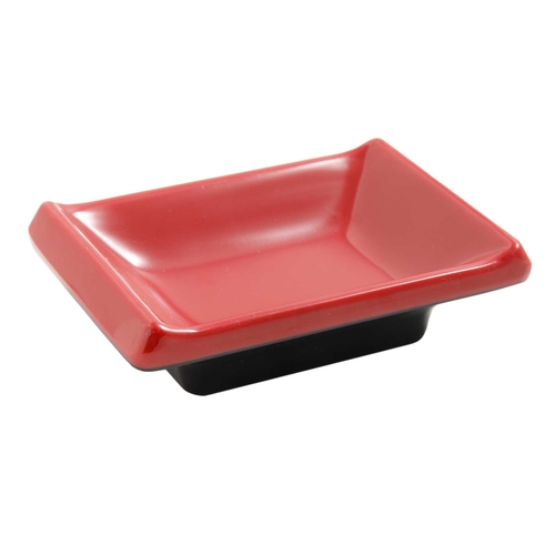 Yanco China CR-4046 Two-Tone Black/Red Melamine 1 oz. Sauce Dish - 6 Doz