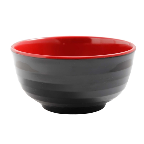 Yanco China CR-5006 Two-Tone Black/Red Melamine 16 oz. 6.25" dia. Bowl- 4 Doz