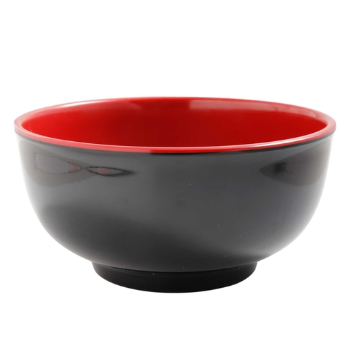 Yanco China CR-560 Two-Tone Black/Red Melamine 22 oz. 6.8" dia. Bowl - 4 Doz