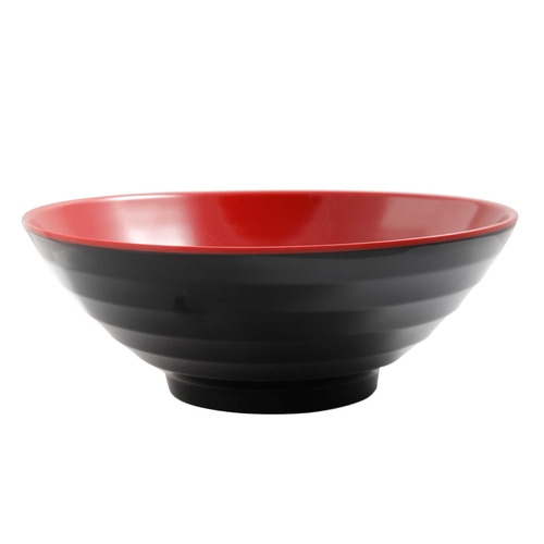 Yanco China CR-566 Two-Tone Black/Red Melamine 24 oz. Noodle Bowl - 4 Doz