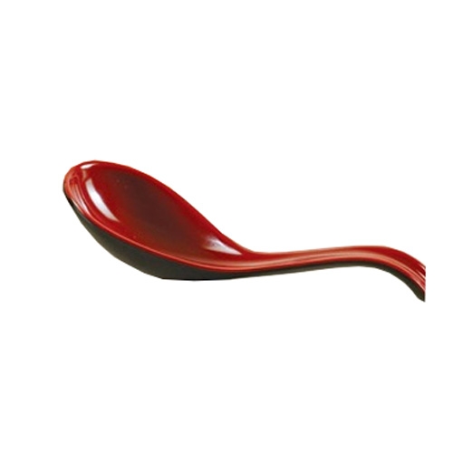 Yanco China CR-7002 Two-Tone Black/Red Melamine 6.5" Wonton Soup Spoon - 6 Doz