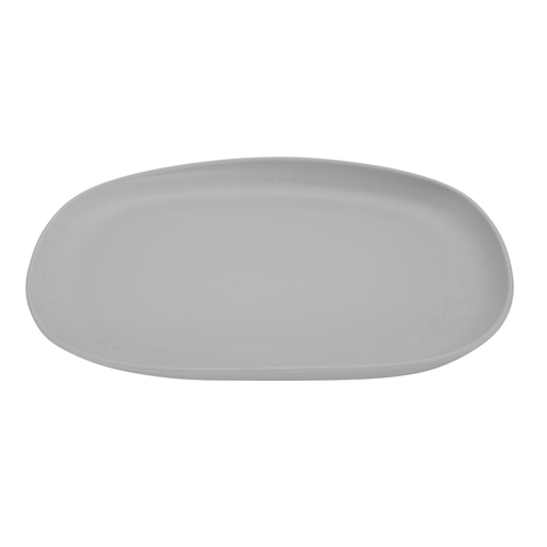 GET CS-1275-LG Riverstone Light Gray Melamine 12" x 7.5" Coupe Plate- 1 Doz