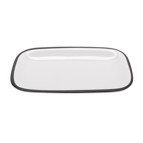 GET CS-1280-W/BK Settlement Bistro White Melamine 11.75"x 7.75" Platter-1 Doz