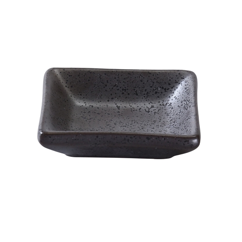 Yanco China DB-4030 Diamond Black Porcelain 2 oz. Rectangular Sauce Dish - 4 Doz