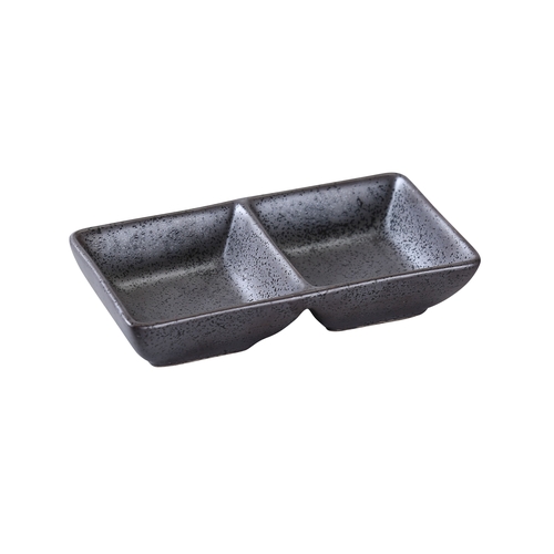 Yanco China DB-4032 Diamond Black Porcelain 2 oz. Rectangular Sauce Dish - 3 Doz