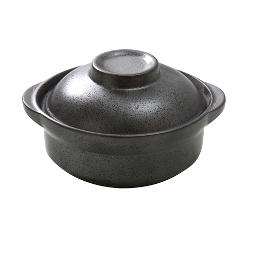 Yanco China DB-4107 Diamond Black Porcelain 20 oz. 6.5" dia. Bowl w/ Lid - 2 Doz