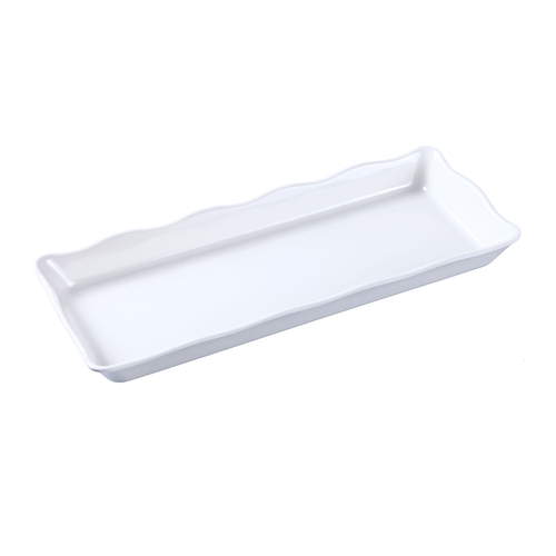 Yanco China DC-6014W Deli White Melamine 14" x 5.25" Serving Tray - 6 Each