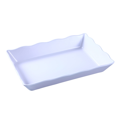 Yanco China DC-6114W Deli White Melamine 14" x 9.5" Serving Tray - 1 Doz