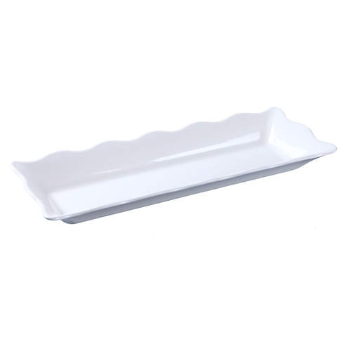 Yanco China DC-6117W Deli White Melamine 17.5" x 6.75" Serving Tray - 6 Each