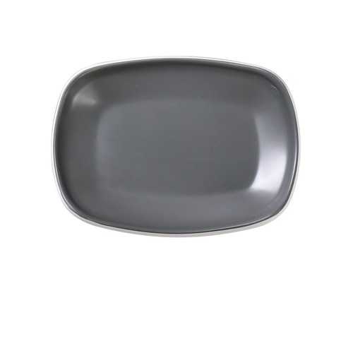 Yanco China DI-206 Discover Grey Melamine 6" x 4.5" Rectangular Plate - 4 Doz