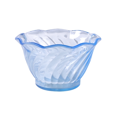Yanco China DS-005B Flower Shaped Blue Plastic 6 oz. Dessert Dish - 8 Doz