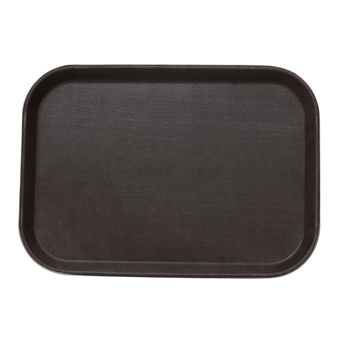 Yanco China FT-1014 Brown Fiberglass 14" x 10" Rectangular Serving Tray - 2 Doz