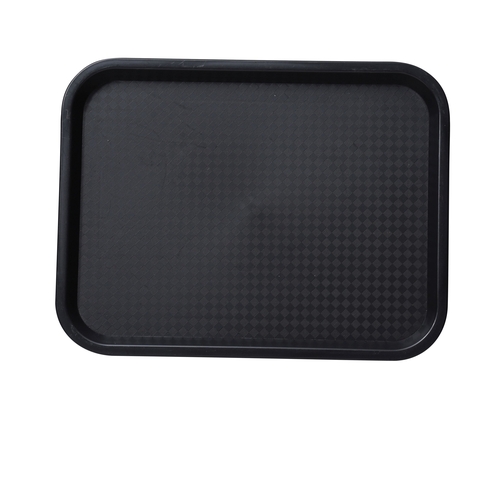 Yanco China FT-14BL Black Melamine 14" x 10" Rectangular Serving Tray - 2 Doz