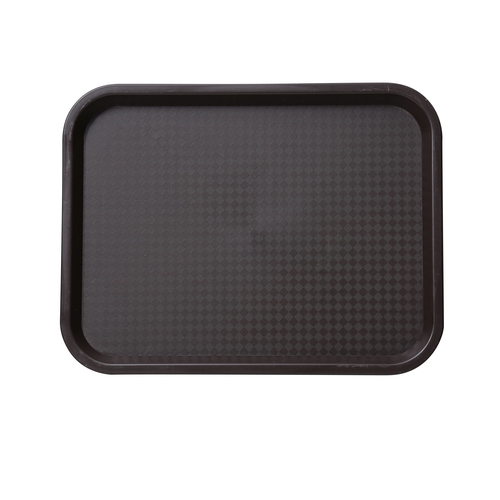 Yanco China FT-14BR Brown Melamine 14" x 10" Rectangular Serving Tray - 2 Doz